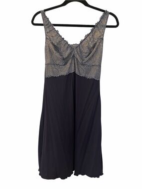 Samantha Chang Charcoal Lace Bodice Night Slip